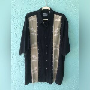 Windham Pointe Mens XL Black Tropical Shirt 100% Rayon